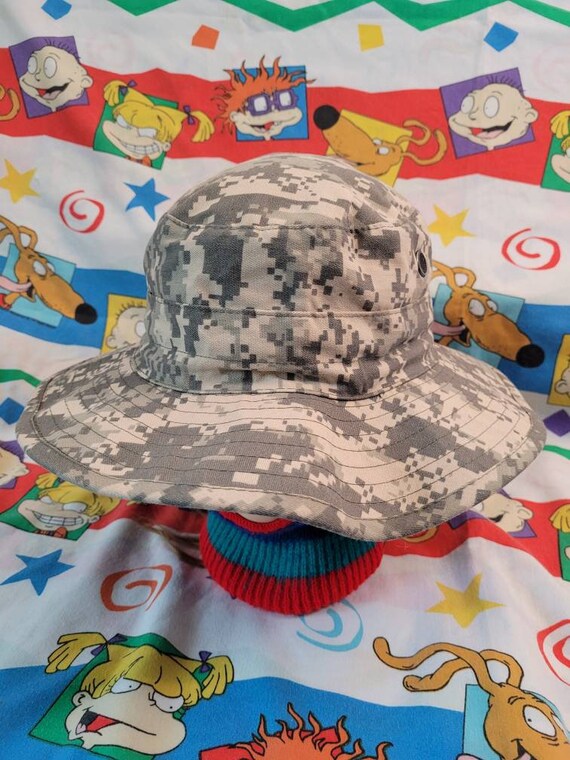 Retro Y2k Digital Camo Military Bucket 