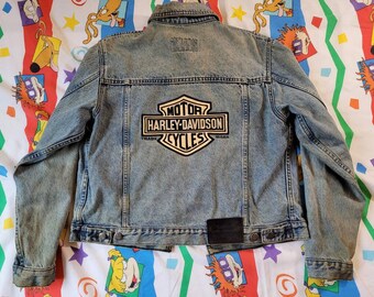 harley davidson black denim jacket