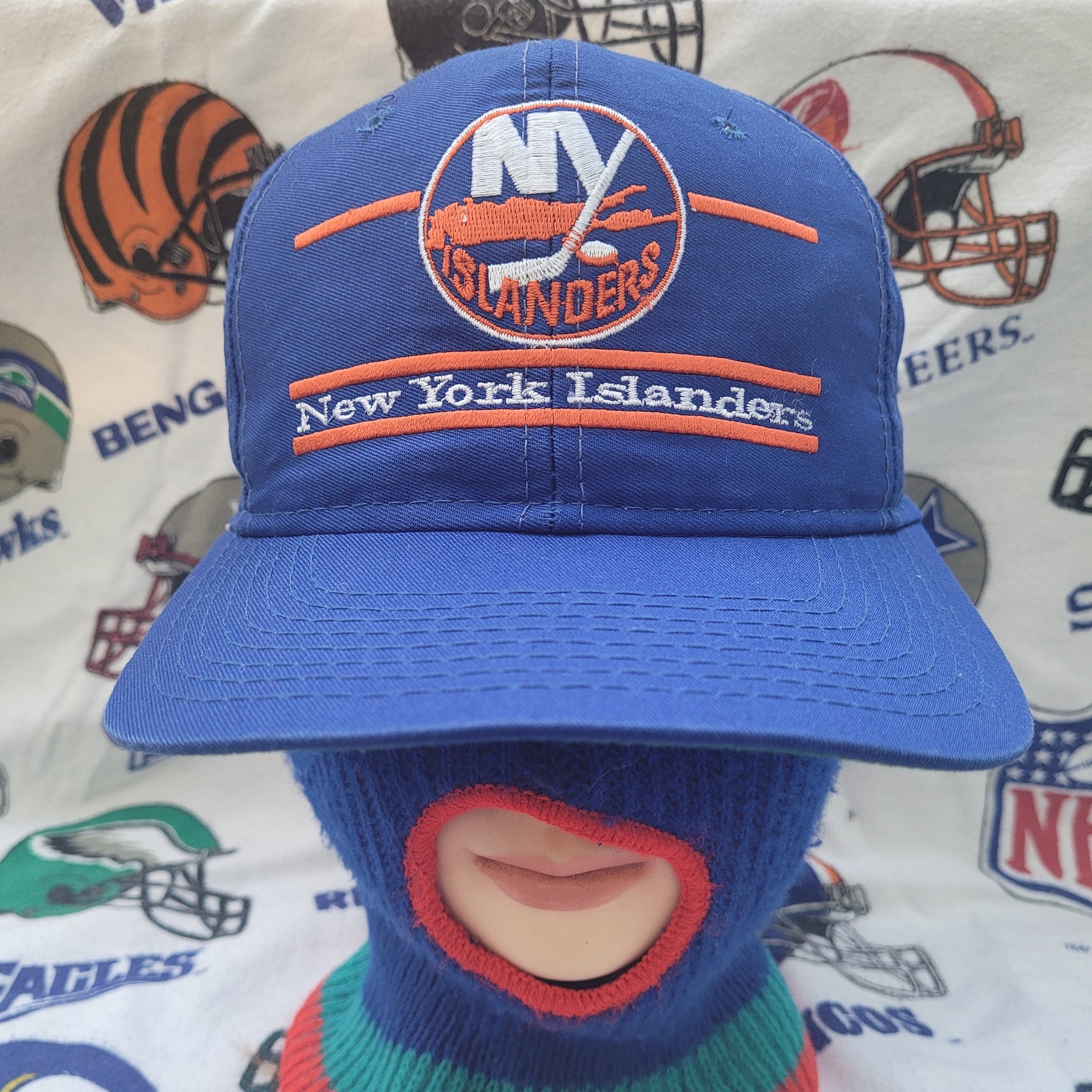 Youth NY Islanders Fisherman logo New Era Navy Blue 920 9Twenty Adjustable  Hat