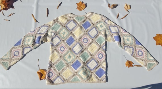Vintage Crochet Pastel Cardigan sweater by Bedfor… - image 5