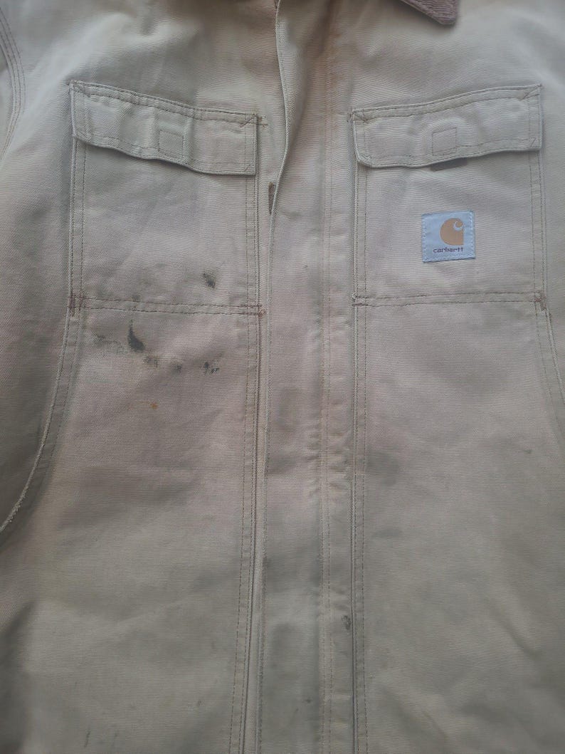 Giacca/cappotto vintage Carhartt Arctic in tela trapuntata con colletto in velluto a coste immagine 6