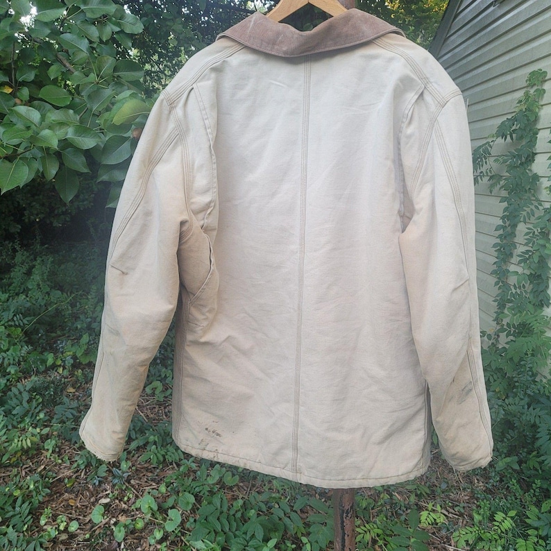 Giacca/cappotto vintage Carhartt Arctic in tela trapuntata con colletto in velluto a coste immagine 5