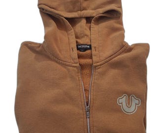 Vtg Y2k Tru Religion Puff Print Buddha Zip Hoodie