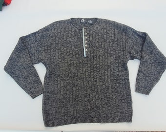 Vintage y2k Ribbed Henley Sweater by Extreme Gear