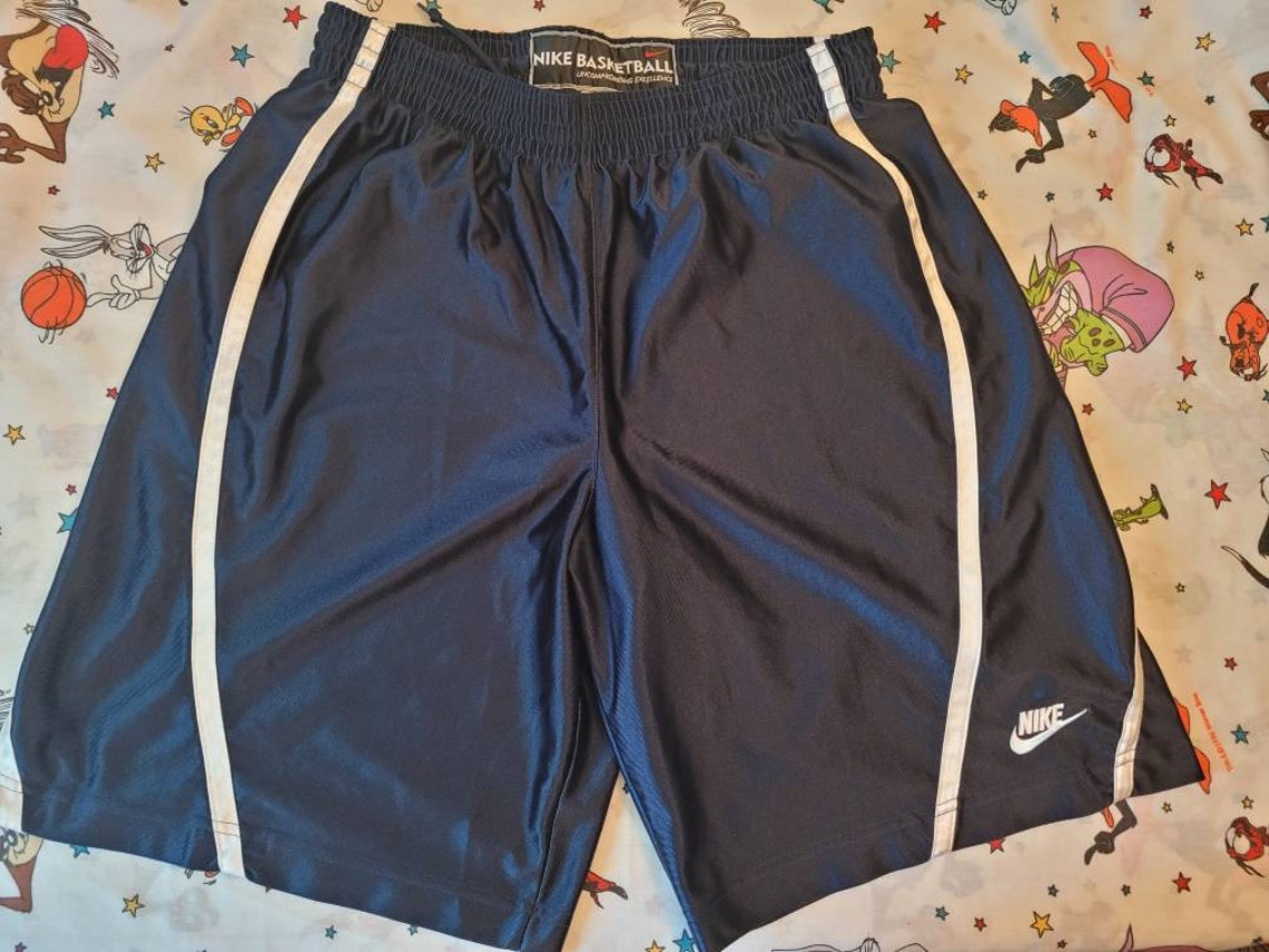 Vtg Nike Basketball swoosh team Shorts sz Large navy blue | Etsy