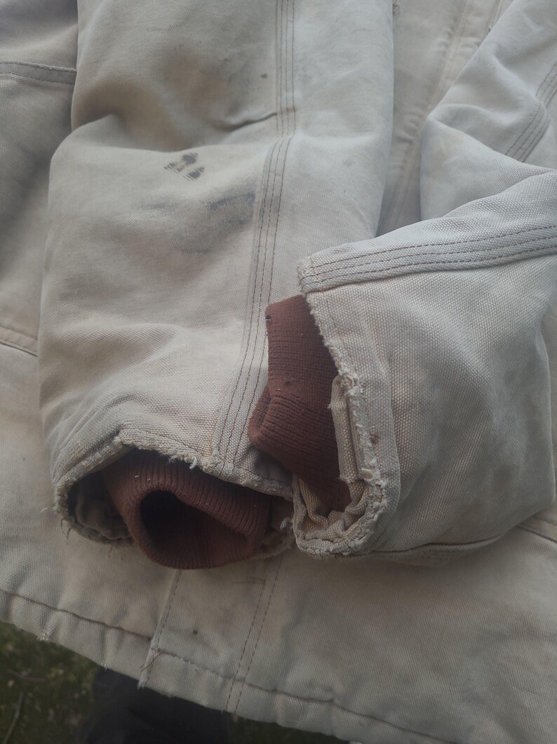 Giacca/cappotto vintage Carhartt Arctic in tela trapuntata con colletto in velluto a coste immagine 7