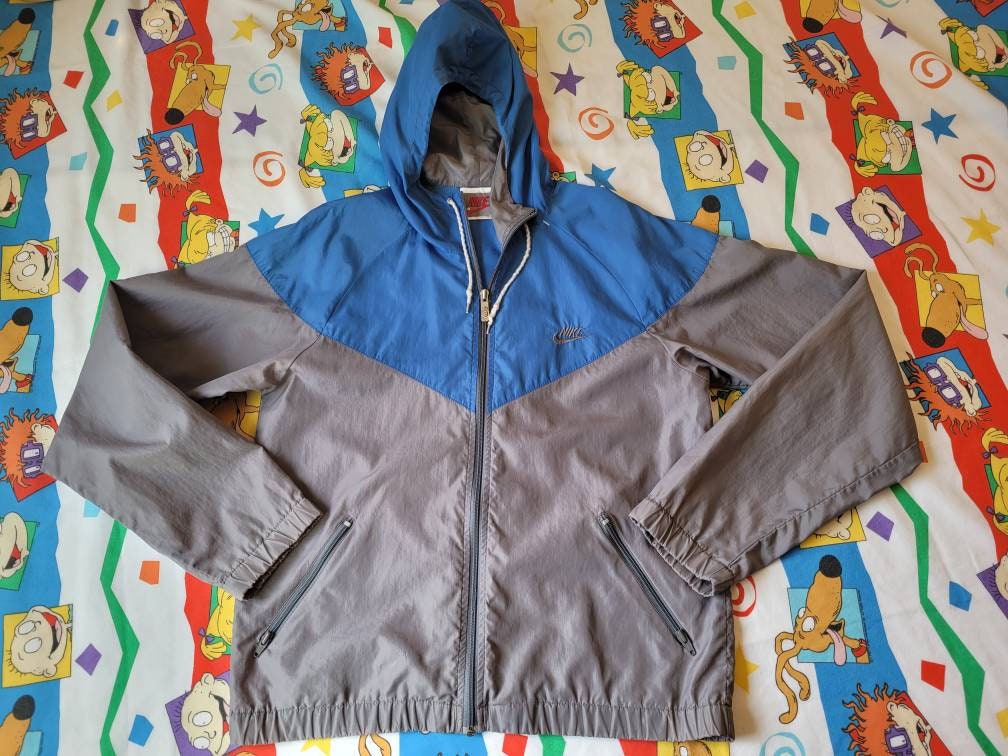 Vintage Nike Windbreaker Sz Med 80s 90s Gray Tag Jacket
