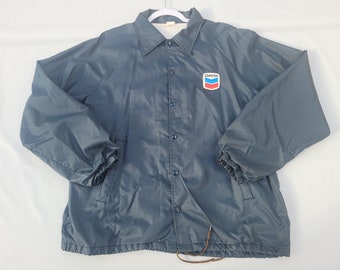 Vintage Chevron Gas Button up Windbreaker Jacket