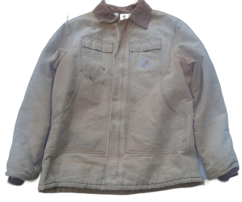 Giacca/cappotto vintage Carhartt Arctic in tela trapuntata con colletto in velluto a coste immagine 2