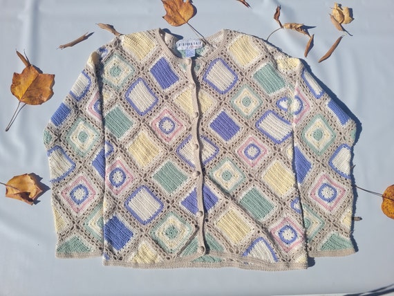 Vintage Crochet Pastel Cardigan sweater by Bedfor… - image 1