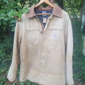 Giacca/cappotto vintage Carhartt Arctic in tela trapuntata con colletto in velluto a coste immagine 1