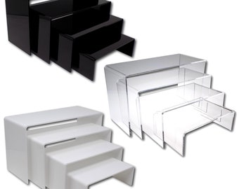 EPOSGEAR Nesting Plinths Acrylic Plastic Retail Riser Tiered Counter Display Stands - Perfect for Shops, Stalls, Ornaments, Models etc