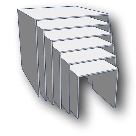 EPOSGEAR Square Nesting Plinths Acrylic Plastic Retail Riser Tiered Counter Display Stand - Perfect for Shops, Stalls, Ornaments, Models etc