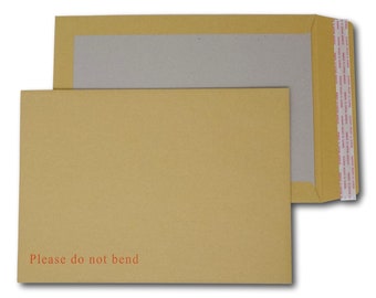 EPOSGEAR Sobres con respaldo de cartón duro color marrón manilla, tira para despegar y sellar, no doblar