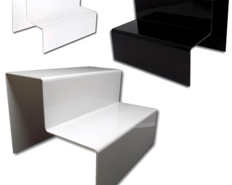 EPOSGEAR Two Step Tier Acrylic Plastic Retail Riser Counter Display Stands - Perfect for Shops, Stalls, Ornaments, Models etc