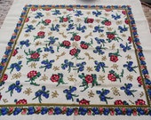 Vintage russian scarf Floral Shawl Ukrainian Romanian Wool shawl old scarf Soviet Shawl romanian style women Gift