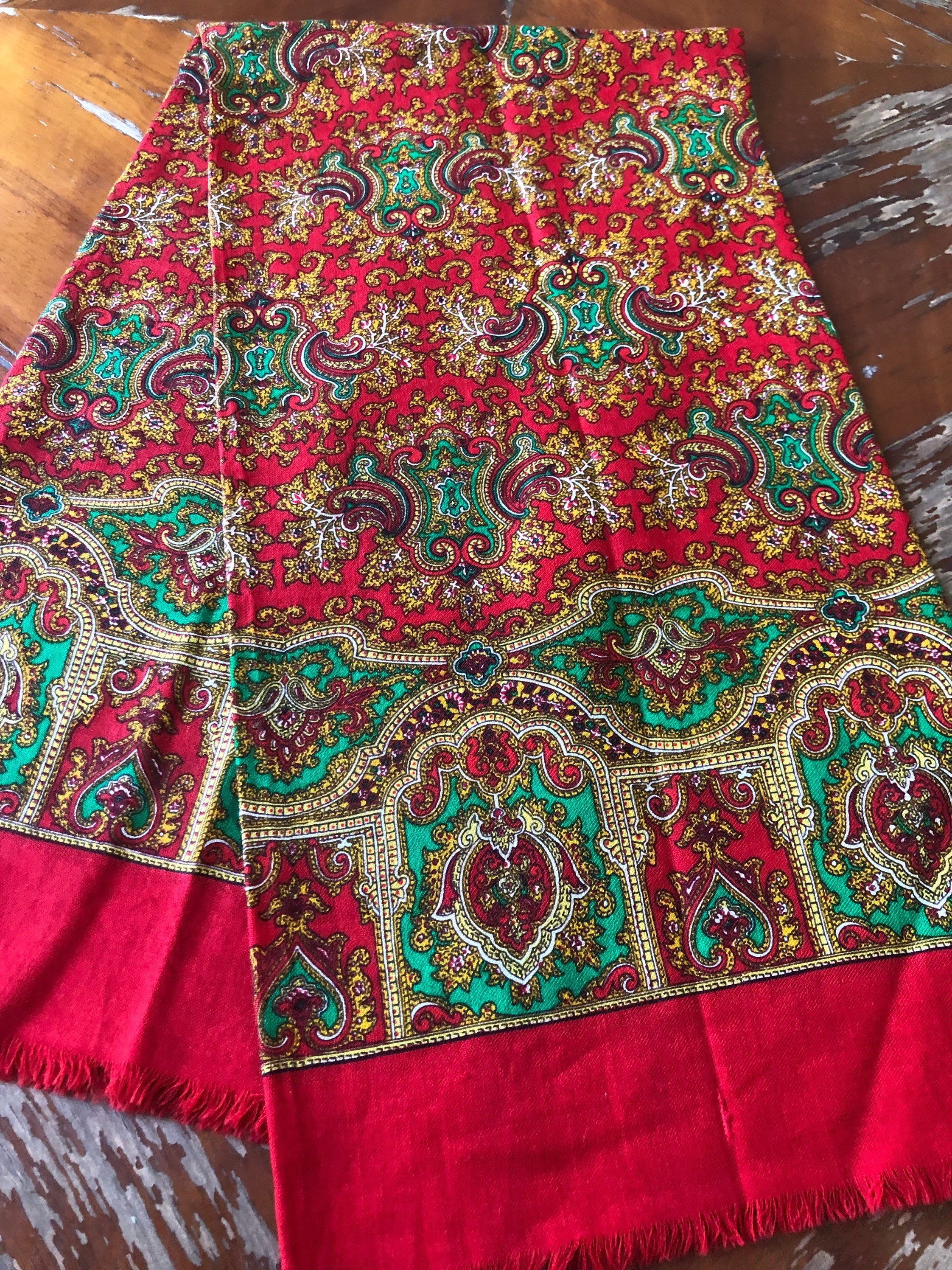 Beautiful man’s neck scarf Vintage Soviet Floral Ukrainian Romanian old collectible scarf romanian style men Great gift for men muffler