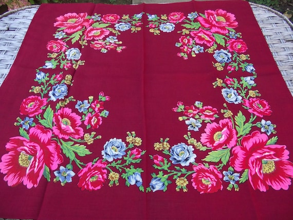 Vintage romanian wool shawl roumanie Russian Sovie