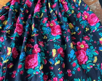 Falda rumana de lana, talla grande, falda rumana floral para mujer y niña, ropa rumana, falda antigua, rumana, burdeos, floreada, lana, rara