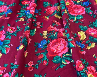 Romanian Woolen Skirt big size Romanian floral women&#39;s girls skirt clothes romanian Old Skirt Romanian claret flowered wool rare