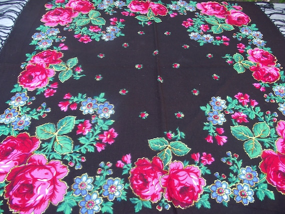 Soviet Floral Shawl Romanian shawl  Ukrainian sha… - image 4