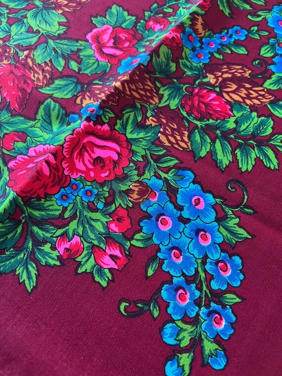 romanian wool shawl Russian scarf Soviet Floral V… - image 8