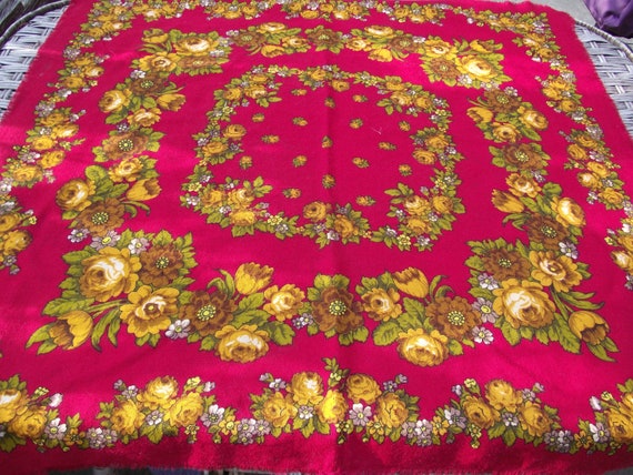 Russian Scarf romanian wool shawl roumanie Russian Floral | Etsy