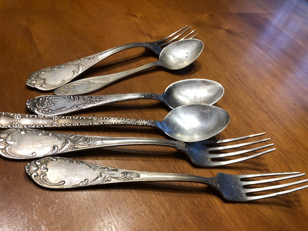 Ukraine Mismatched Flatware Set of 3 Forks of 3 Spoons Vintage