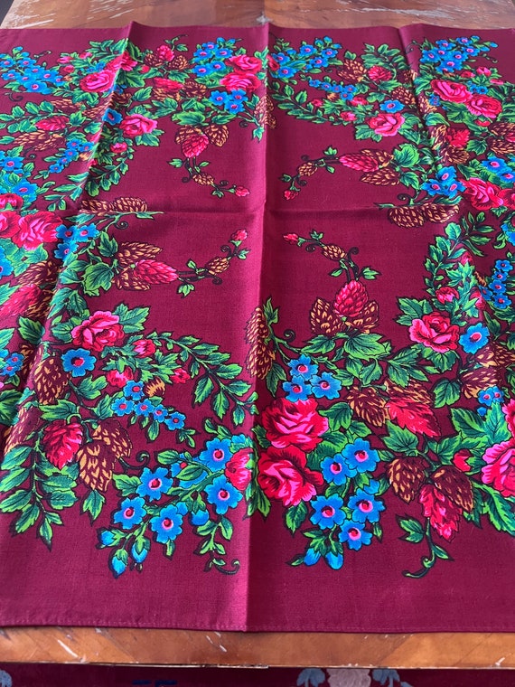 romanian wool shawl Russian scarf Soviet Floral V… - image 6