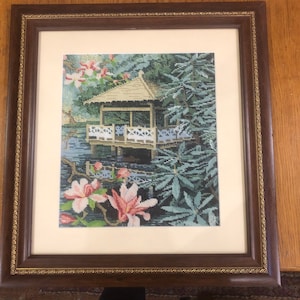Finished completed Cross stitch finished embroidered painting embroidery counted cross stitch needlework Eastern landscape still life gift