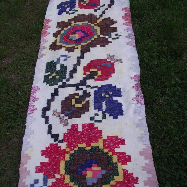 SаLe ! 25 % de rabais Vintage fait main roumain primitif tapis coloré tapis kilim tapis rustique Unique couleurs tapis coloré ère soviétique