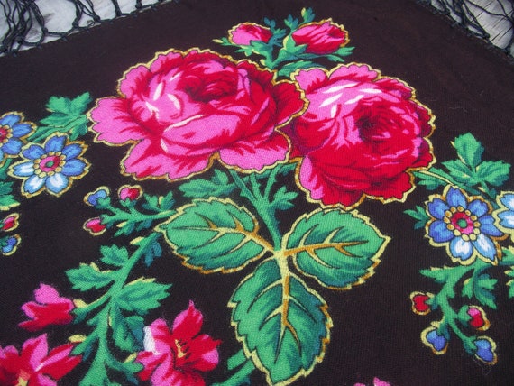 Soviet Floral Shawl Romanian shawl  Ukrainian sha… - image 10