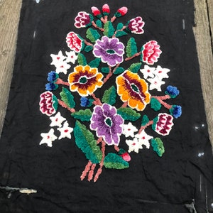 Buquê de flores bordado folclórico vintage ucraniano tapete volumoso bordado boho pendurado na parede bordado à mão hobelin