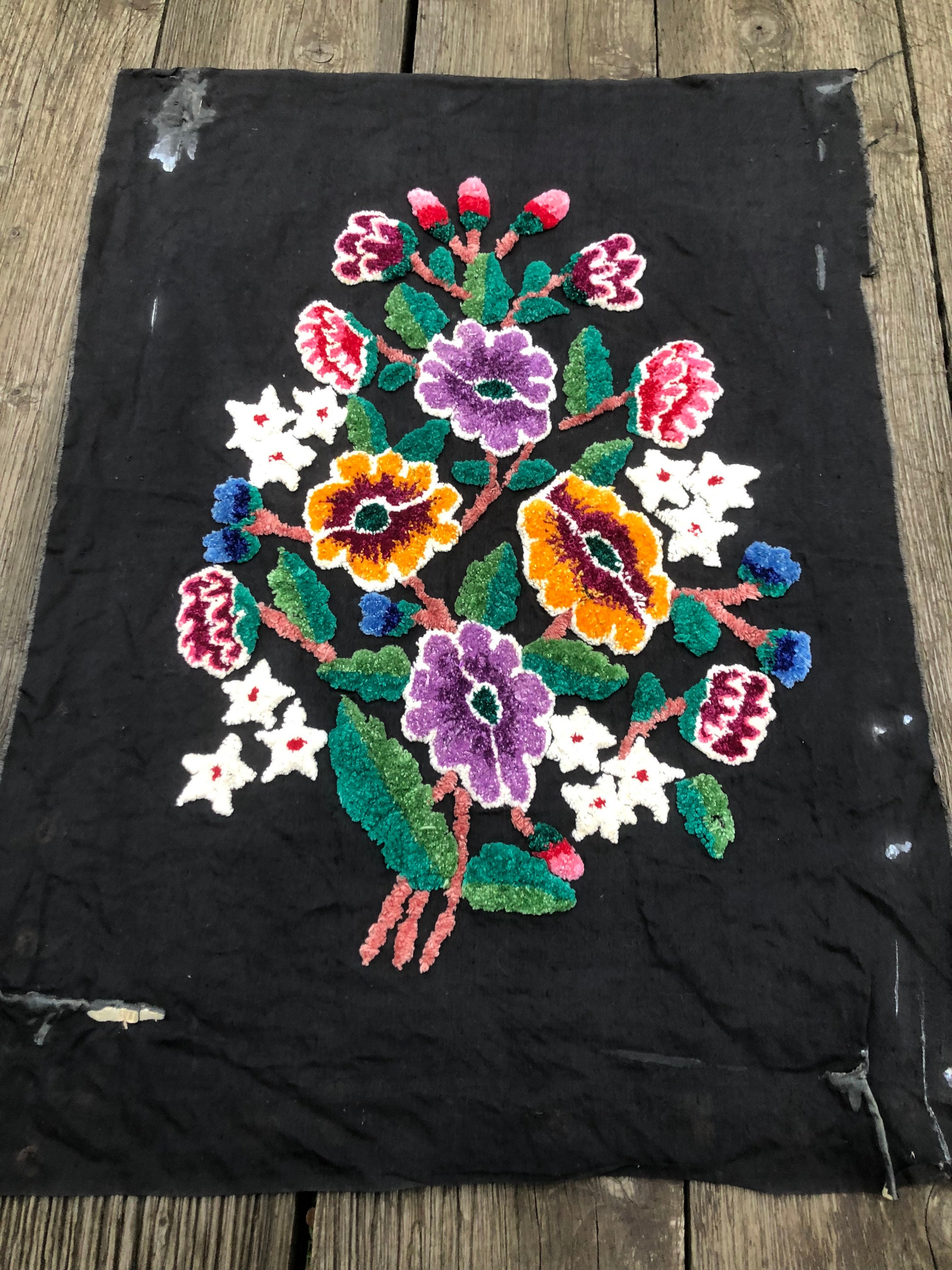 Ukrainian Vintage Folk embroidery Bouquet of flowers Carpet voluminous embroideryboho Wall hanging Embroidered Hand Embroidery Hobelin