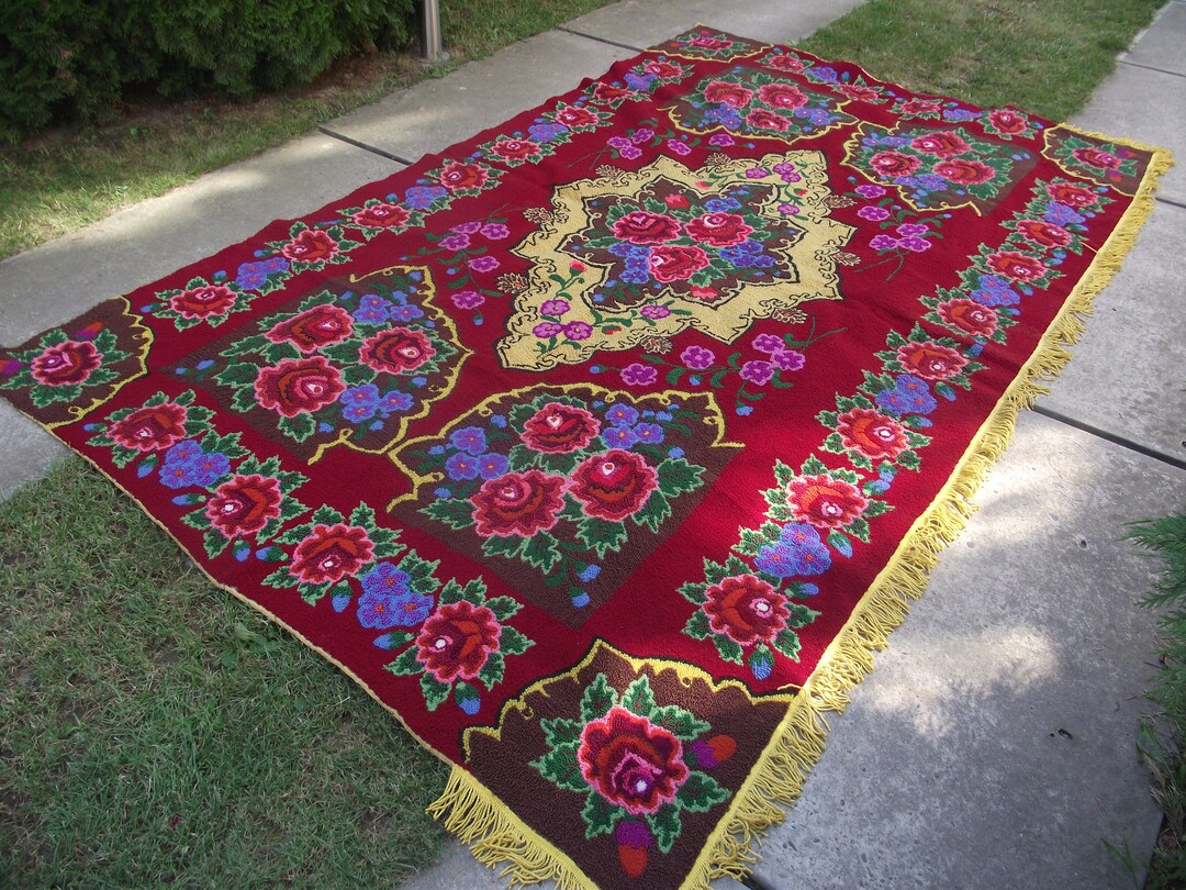Ukraine Big Romanian Ukrainian Handwoven Carpet Primitive Colorful Rugs ...