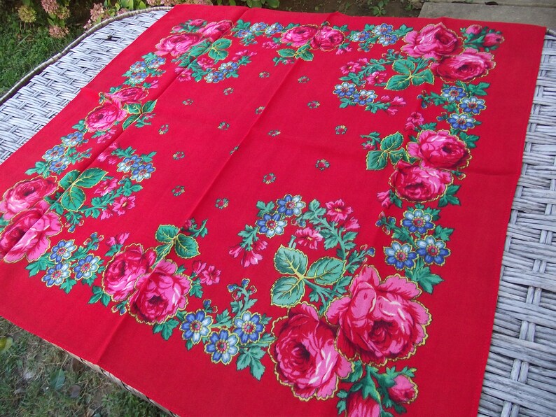 Soviet Floral Shawl Vintage Romania russian scarf old shawl | Etsy