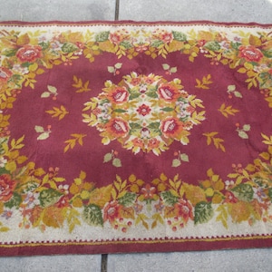 Tapis ukrainien roumain en laine tissé à la main à fleurs Tapis colorés faits main Tapis kilim rustiques Tapis vintage en laine