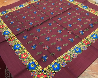 RESTORED Floral russian scarf Romanian Wool shawl Bright Gift Rare Unique instance of the collection headscarf headcloth babushka