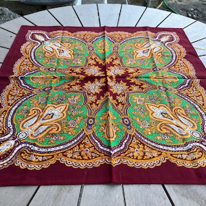 Bufanda rusa de lana ucraniana, chal antiguo vintage con flores soviéticas, pañuelo rumano, babushka