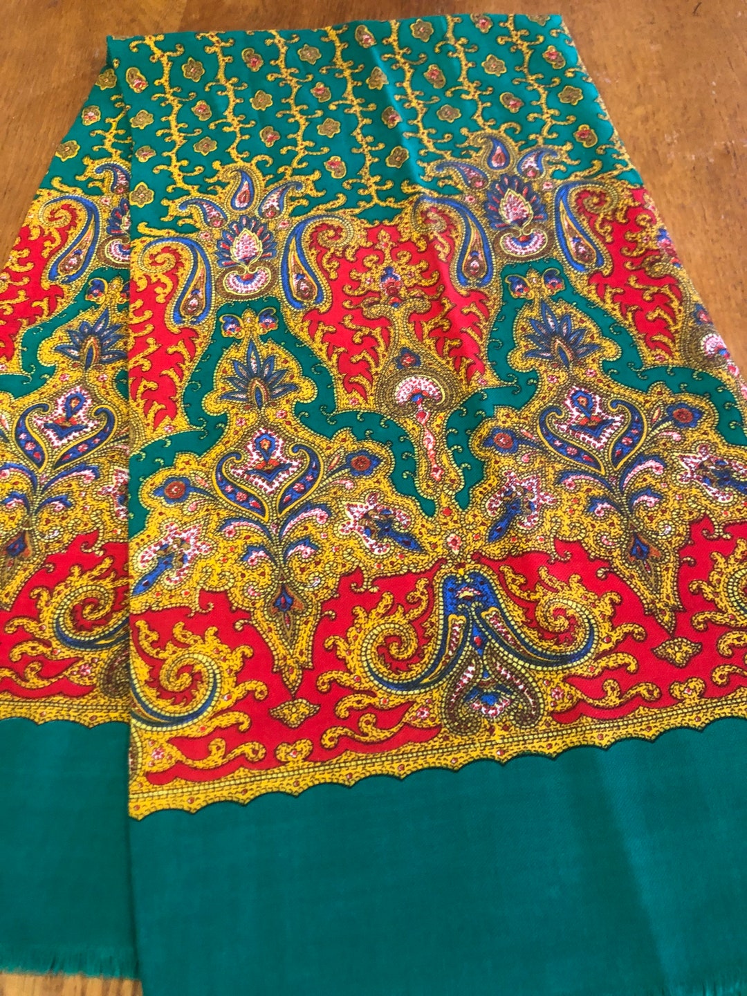 Beautiful Mans Neck Scarf Vintage Soviet Floral Ukrainian Romanian Wool