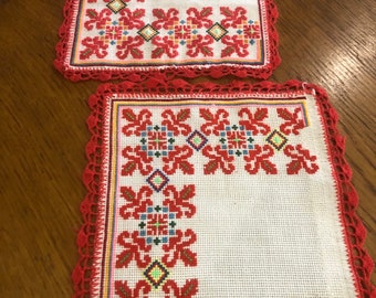 Ukraine Lot of 2 napkinsTraditional Ukrainian hand embroidery homedekor handicraft embroidered tablecloth gift rug counting cross