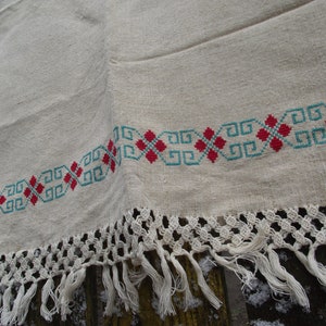 Serviette de chanvre faite maison tissée à la main roumaine hongroise russe ukrainienne antique vintage Produits de santé biologiques Cadeau de serviette de chanvre naturel
