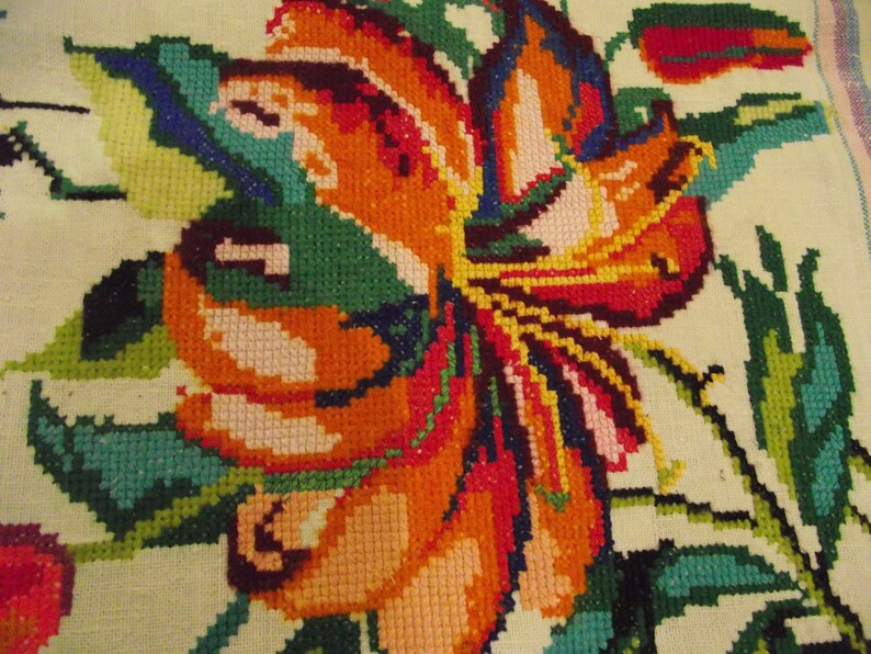 Huge Vintage Ukrainian Old Antique Embroidered Cotton Towel Embroidered Cross Stitch Rustic Robot Hand Towel Last Century Lilies Bells Cross Stitch Art Collectibles Kromasol Com