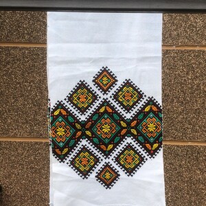 Ukrainian antique antique counted cross-stitched towel for hands of a robot of the last century geometric pattern Wedding tower embroidery