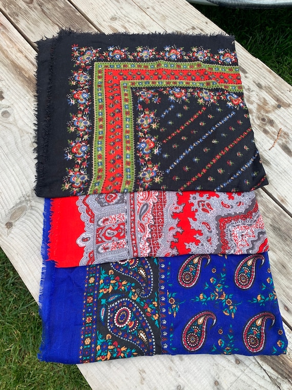 Lot of three scarves Soviet Floral Shawl Romanian