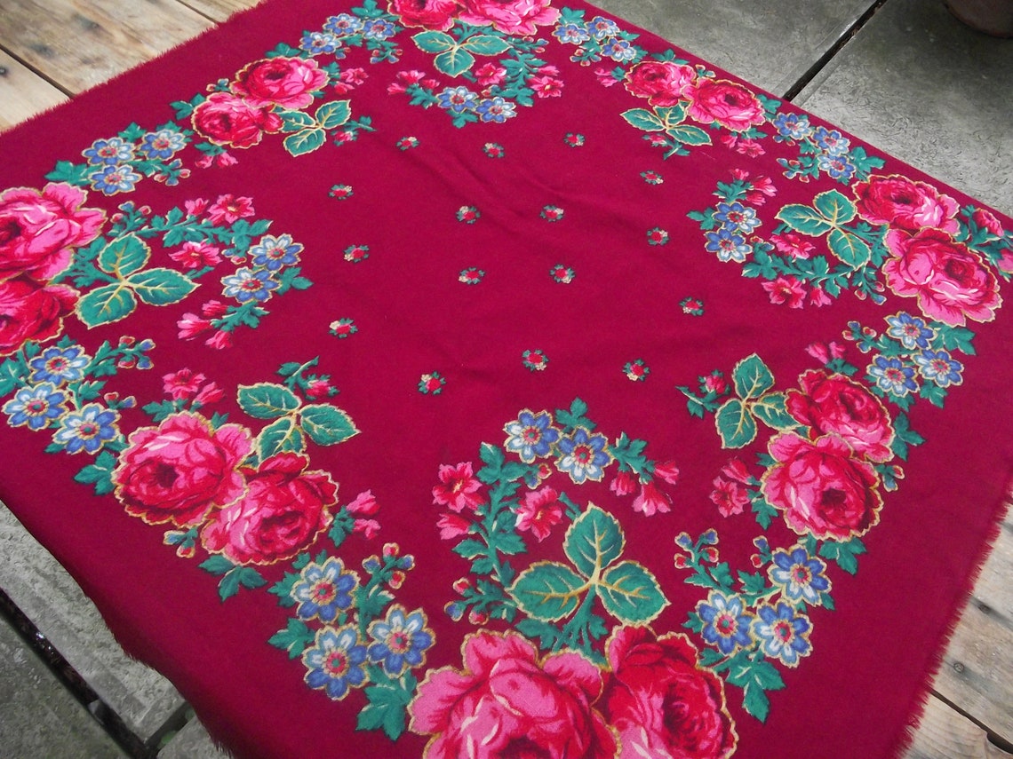 Soviet Floral Shawl Vintage Romania russian scarf old shawl | Etsy