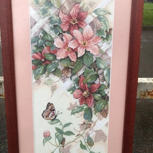 Finished completed Cross stitch Embroidered picture Still Life handmade embroidery Christmas present Incredible climates Butterflies!