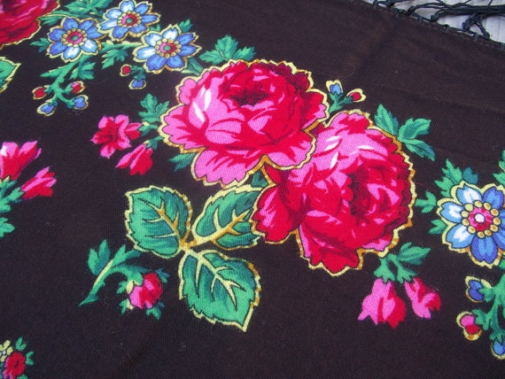 Soviet Floral Shawl Romanian shawl  Ukrainian sha… - image 9