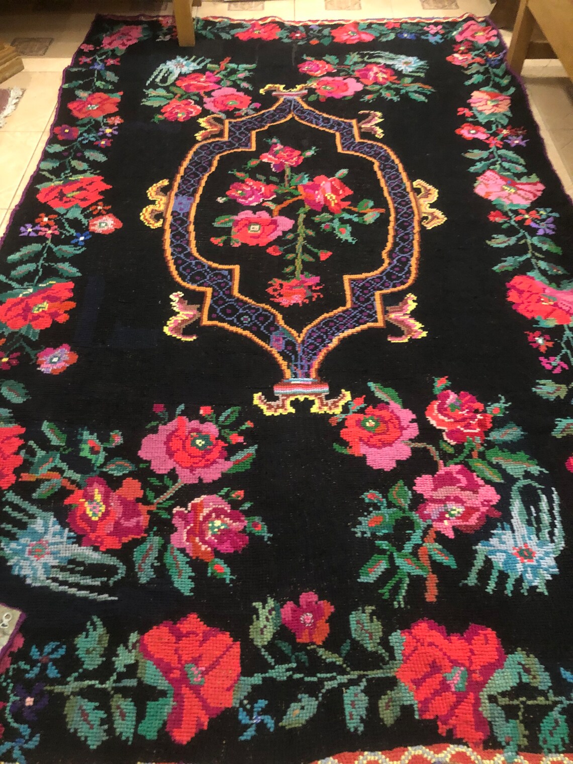 Ukraine Rugs Very Heavy Ukraine Carpet Cross-stitch Old Antique Rug Kilim Embroidery ...