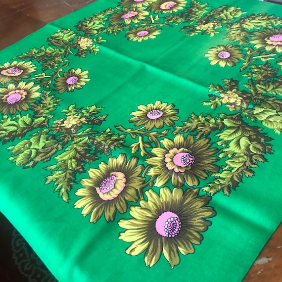 Vintage russian scarf Floral Shawl Romanian Wool … - image 1
